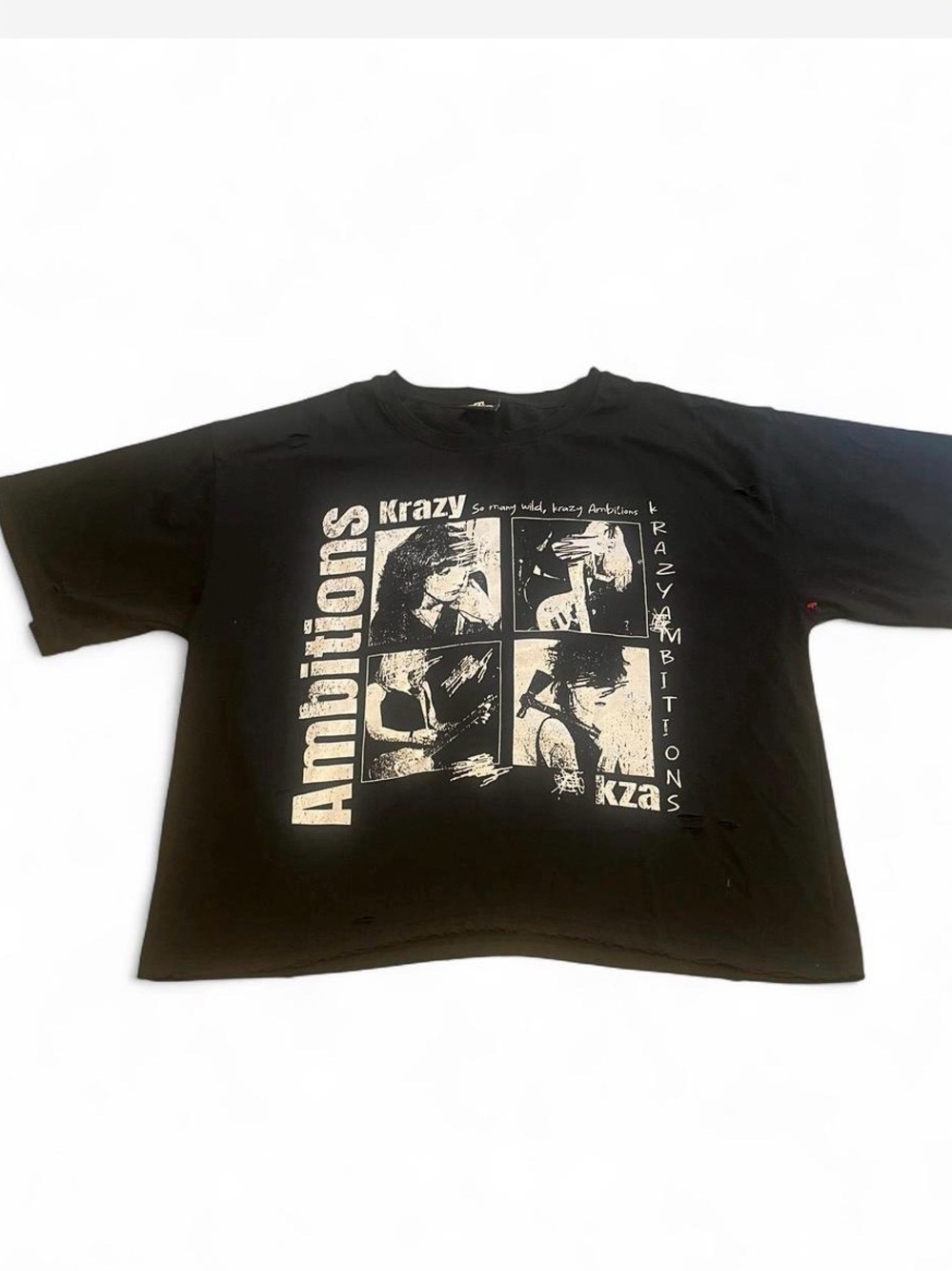 Krazy ambition Black Graphic Short Sleeve Tee with White Print